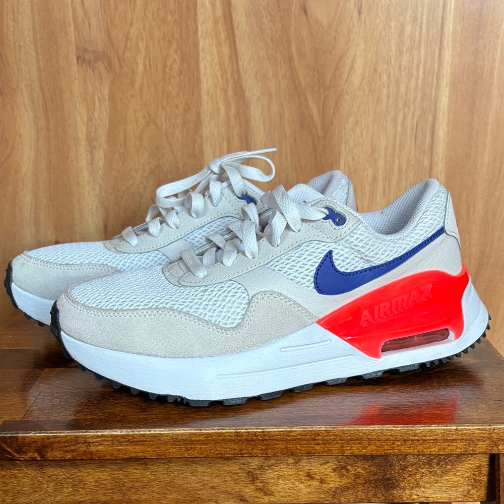 Nike Air Max White Sneakers with Neon Orange and Blue Details